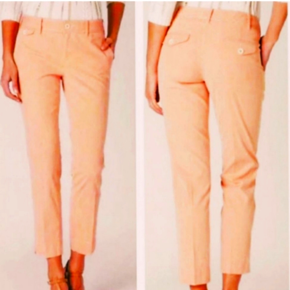 Anthropologie Paper Boy Striped Orange Cropped Pants